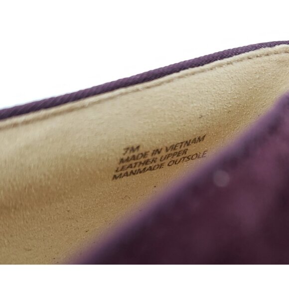 Talbots Purple Suede Loafers Embroidered Tea Set Flat Shoes Leather Womens US 7M - Picture 6 of 9